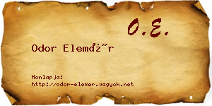 Odor Elemér névjegykártya